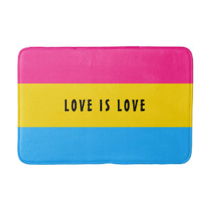 LGBT Rainbow Pansexual Pride Flag Custom Text Bath Mat