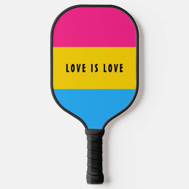 LGBT Rainbow Pansexual Pride Flag Custom Text Pickleball Paddle (Front)