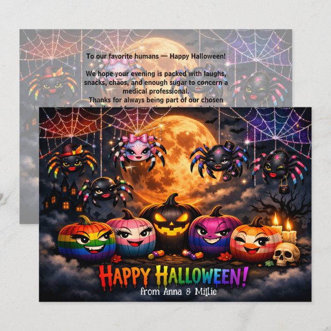 🕷️🌈LGBT Rainbow Patch Pumpkins  card (Front/Back)