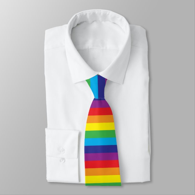 Lgbt Rainbow Pattern Tie (Tied)