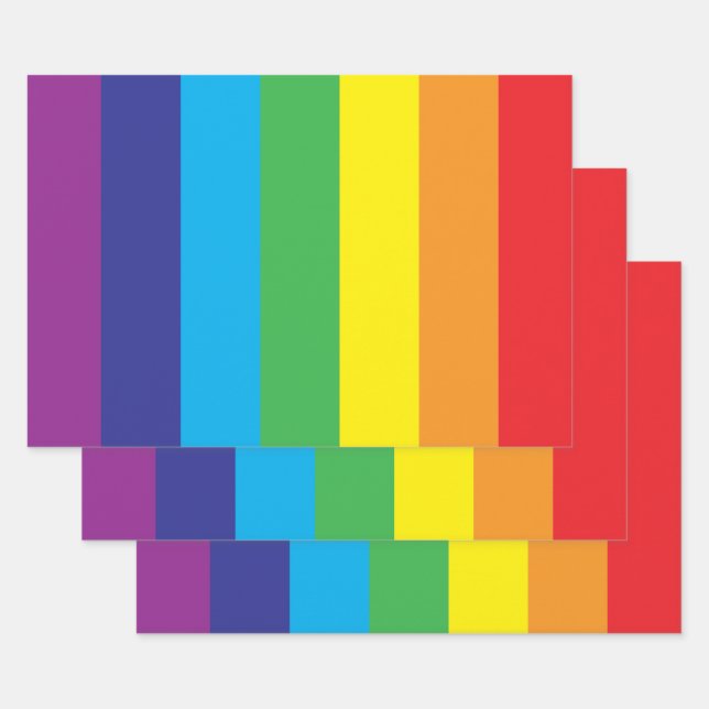 Lgbt Rainbow Pattern Wrapping Paper Sheet (Set)