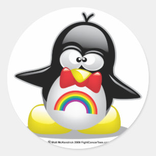 LGBT Rainbow Penguin Classic Round Sticker