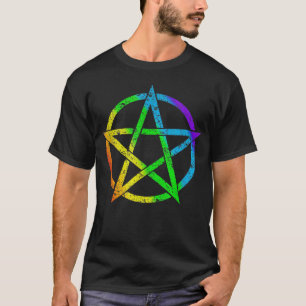 LGBT Rainbow Pentagram for Wiccan Pagan Witch Retr T-Shirt