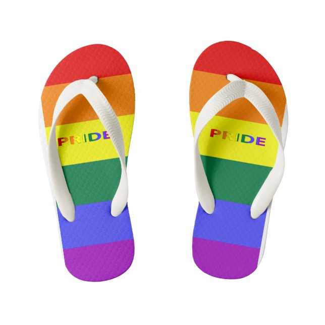 LGBT Rainbow Pride Flag Kids Flip Flops (Footbed)