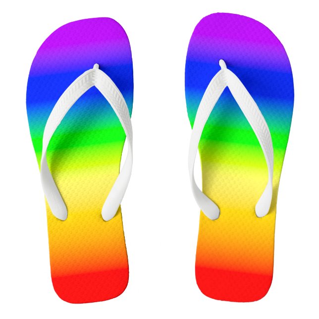 LGBT Rainbow Pride Flag Ombre Gradient Stripes Jandals (Footbed)