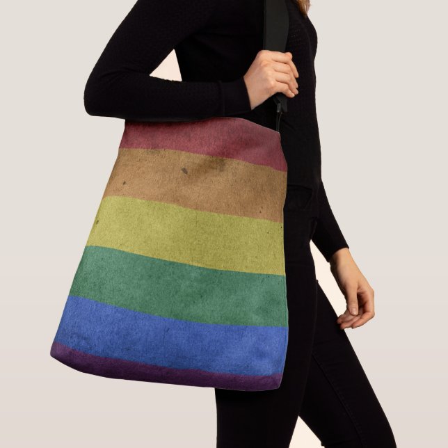LGBT Rainbow Pride Flag Retro Style Crossbody Bag (Close Up)