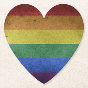 LGBT Rainbow Pride Flag Retro Style Paper Coaster