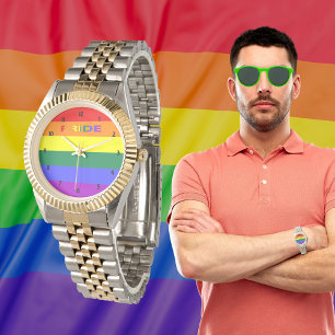 LGBT Rainbow Pride Flag Two-Tone Bracelet Watch
