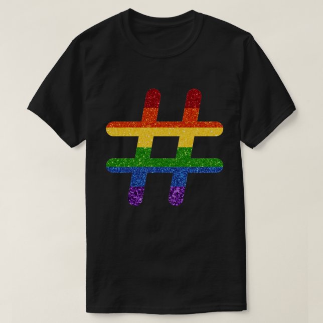 LGBT Rainbow Pride Glitter Hashtag T-Shirt (Design Front)