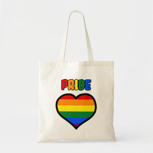 LGBT+ Rainbow Pride Heart Tote Bag (Front)
