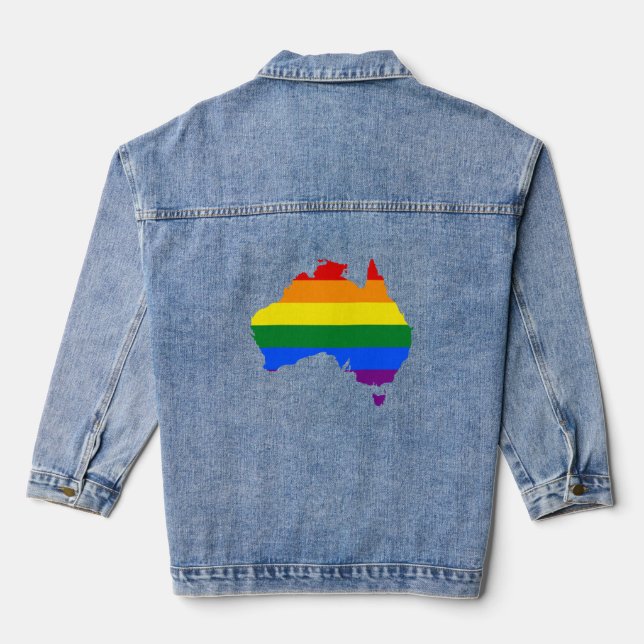 LGBT rainbow pride map of Australia Denim Jacket (Back)