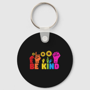LGBT Rainbow Pride Month ASL Be Kind Hand Sign L Key Ring
