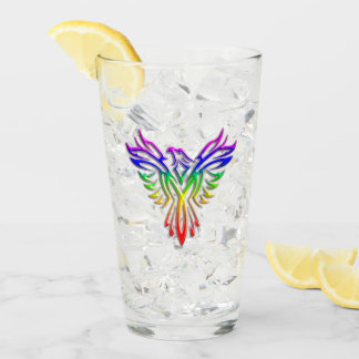 LGBT Rainbow Pride Phoenix Rising, embossed-effect Glass