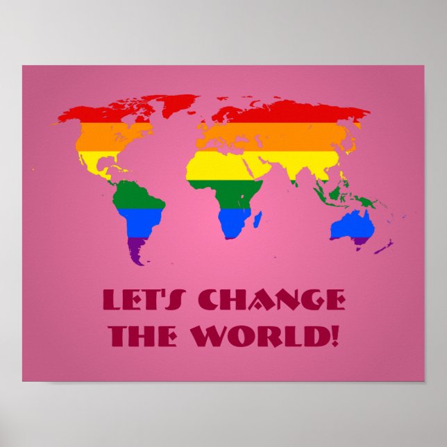 LGBT rainbow pride world map poster (Front)