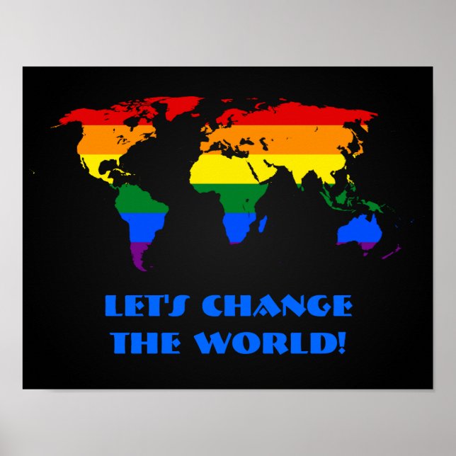 LGBT rainbow pride world map poster (Front)