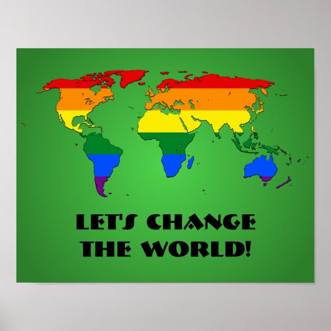 LGBT rainbow pride world map poster (Front)