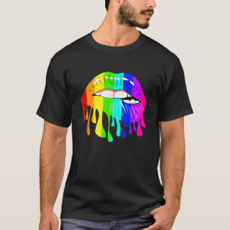 LGBT Rainbow Shirt Lips Pride Gay Homosexual Lesbi