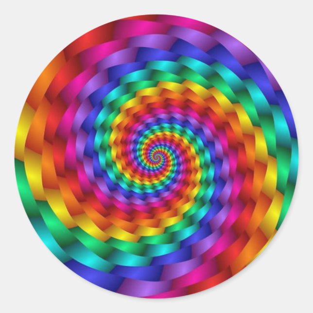 LGBT Rainbow Spirals Classic Round Sticker (Front)