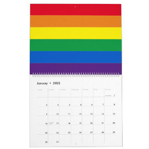 Lgbt rainbow stripes colours Lgbtq gay pride flag Calendar