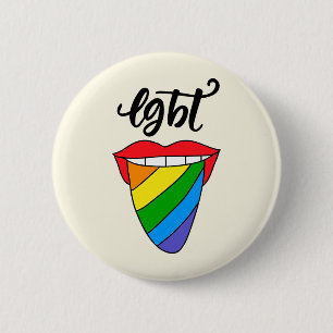 LGBT Rainbow Tongue 6 Cm Round Badge