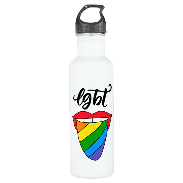 LGBT Rainbow Tongue 710 Ml Water Bottle (Front)