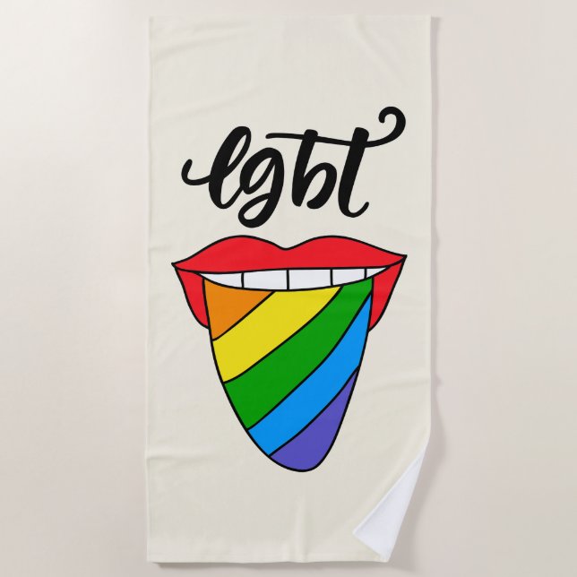 LGBT Rainbow Tongue Beach Towel (Front)