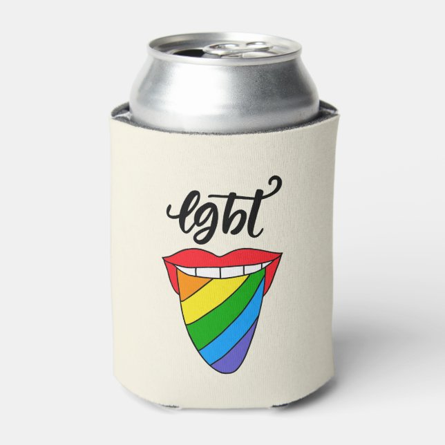 LGBT Rainbow Tongue Can Cooler (Can Front)