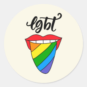 LGBT Rainbow Tongue Classic Round Sticker