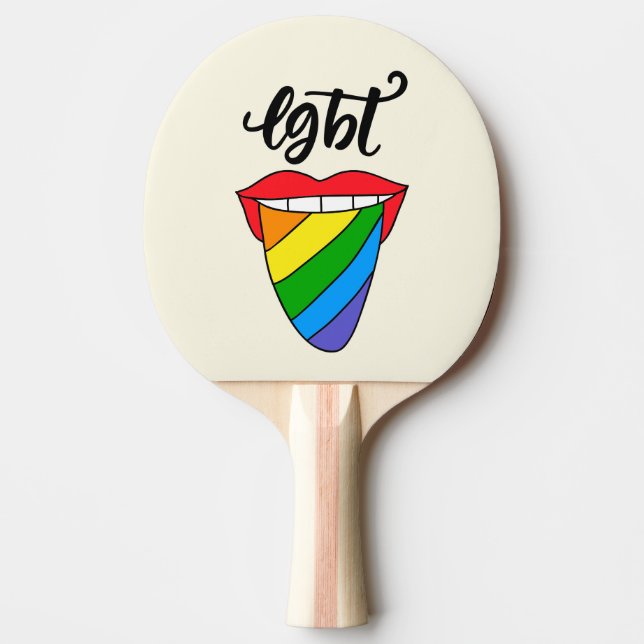 LGBT Rainbow Tongue Ping Pong Paddle (Front)