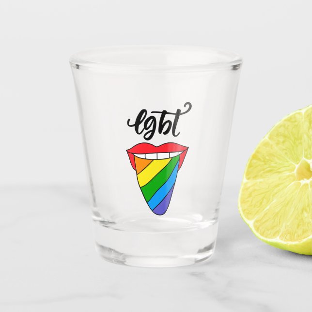 LGBT Rainbow Tongue Shot Glass (Front)