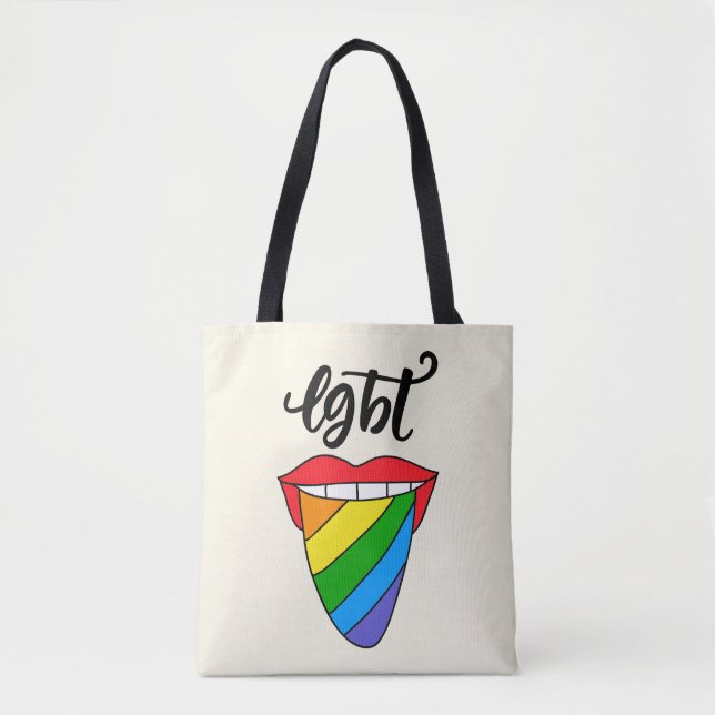 LGBT Rainbow Tongue Tote Bag (Front)