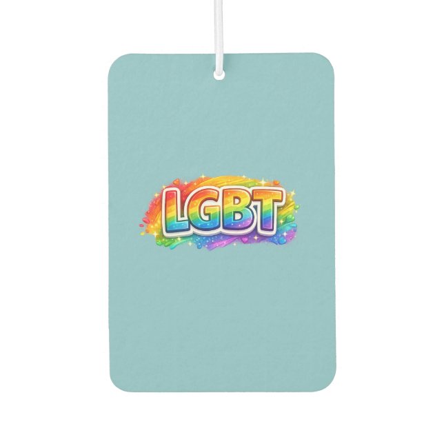 LGBT Rainbow Typography Car Air Freshener (Front)