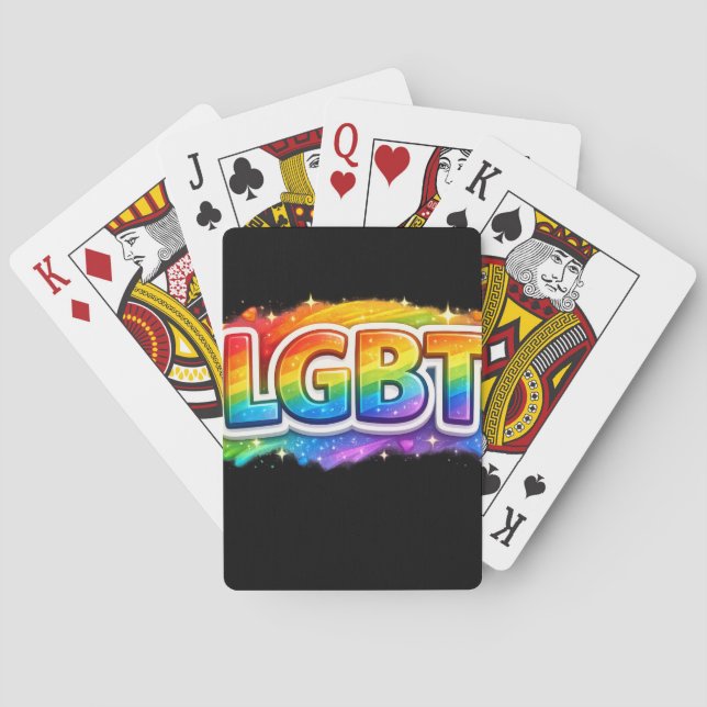 LGBT Rainbow Typography Playing Cards (Back)
