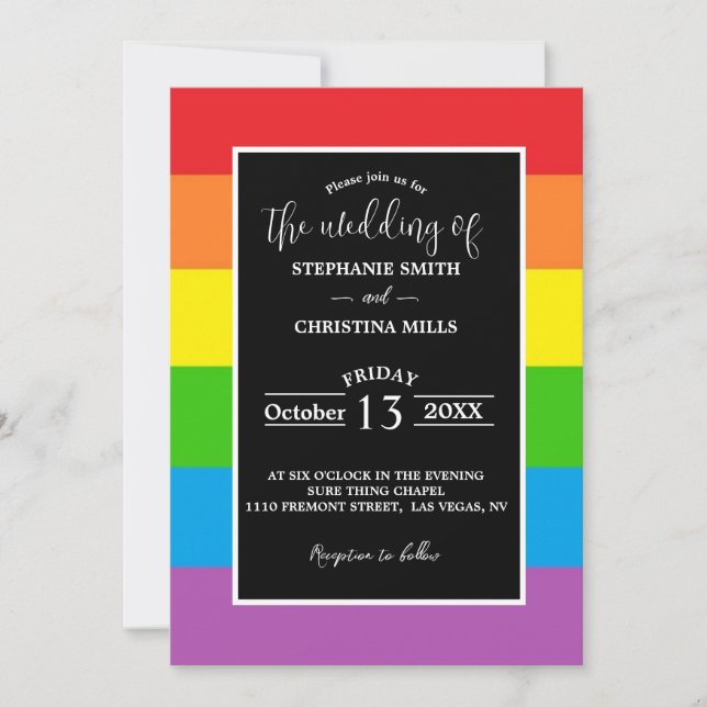LGBT Rainbow Wedding Invitation (Front)