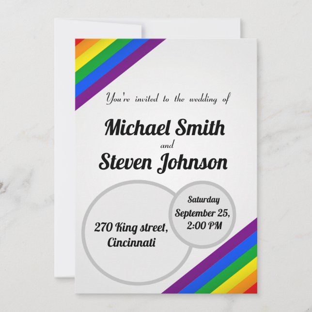 LGBT rainbow wedding invitation (Front)