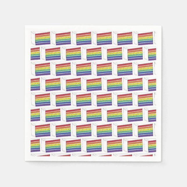 LGBT Rainbow Wedding Layer Cake Slice Gay Pride Napkin (Front)