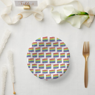 LGBT Rainbow Wedding Layer Cake Slice Gay Pride Paper Plate