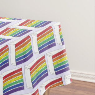 LGBT Rainbow Wedding Layer Cake Slice Gay Pride Tablecloth