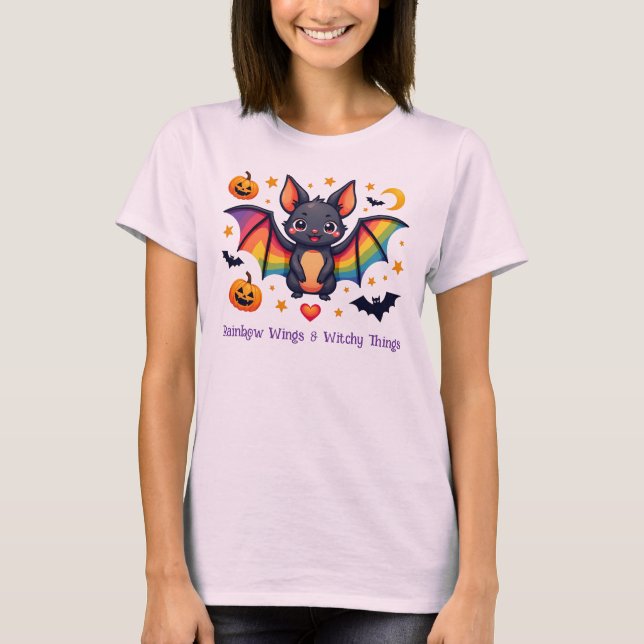 LGBT Rainbow Wings & Witchy Things T-Shirt (Front)