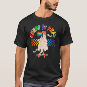 LGBT Retro Halloween Creep it Real Vintage Ghost H T-Shirt