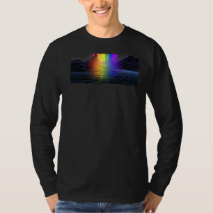 Lgbt Retro Wave Sunset Back Print 80s 90s Rainbow T-Shirt