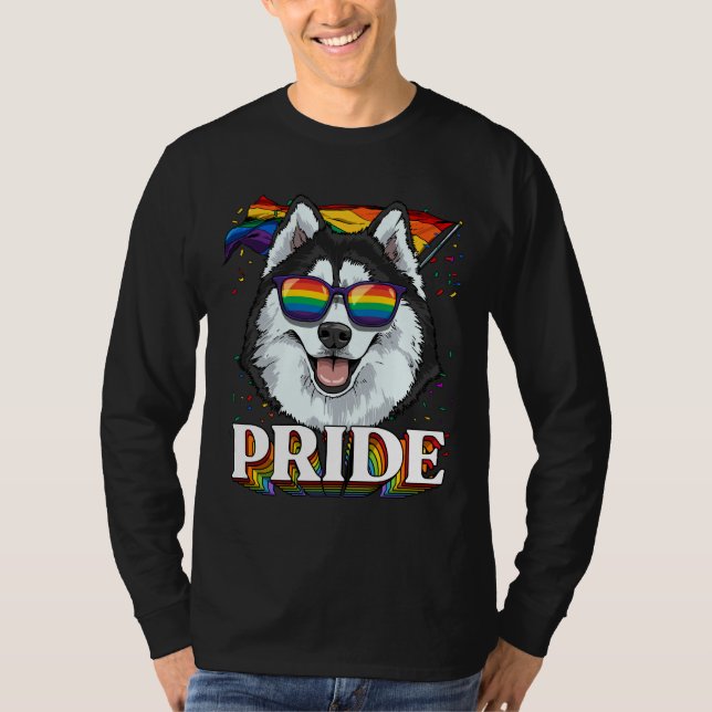 Lgbt Siberian Husky Gay Pride Lgbtq Rainbow Flag S T-Shirt (Front)