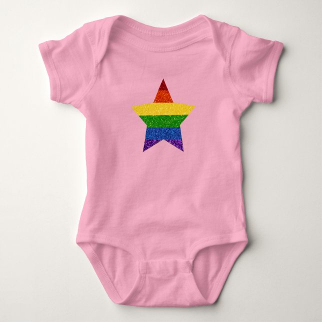 LGBT Star Pride Flag Glitter Baby Bodysuit (Front)
