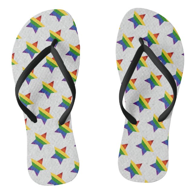 LGBT Star Pride Flag Glitter Jandals (Footbed)