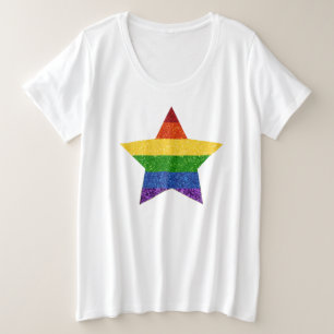 LGBT Star Pride Flag Glitter Plus Size T-Shirt