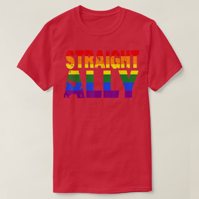 LGBT Straight Ally LGBTQ Flag Rainbow Gay Pride  T-Shirt (Design Front)