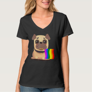 Lgbt Support Cute Pug Dog Rainbow Flag Pride T-Shirt