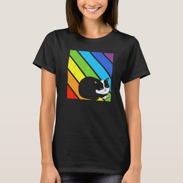LGBT Supporter Pride Ally Cat Lover Rainbow Pride  T-Shirt (Front)