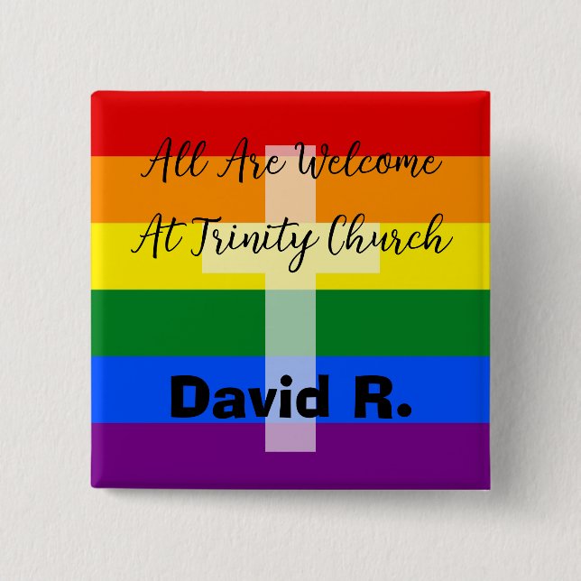 LGBT Supportive Christian button with Cross (Front)