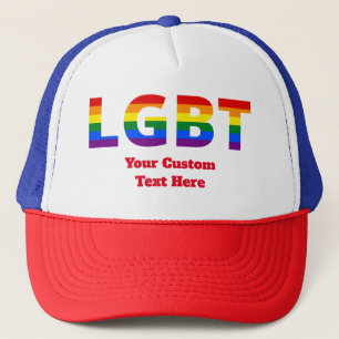 LGBT text pride flag rainbow Trucker Hat
